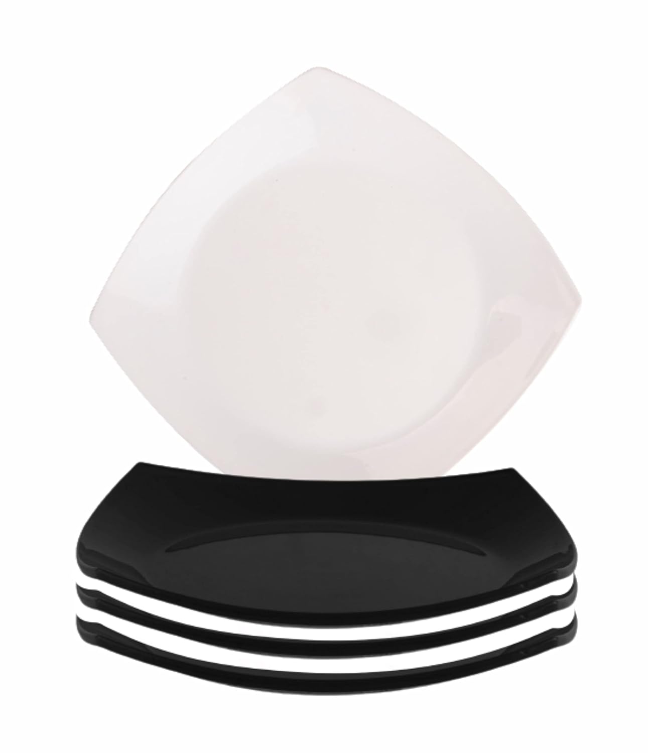 Buy MEHUL Plastic Square Shape Quarter Plates Side/Half Plates Set, Microwave Safe, BPA Free