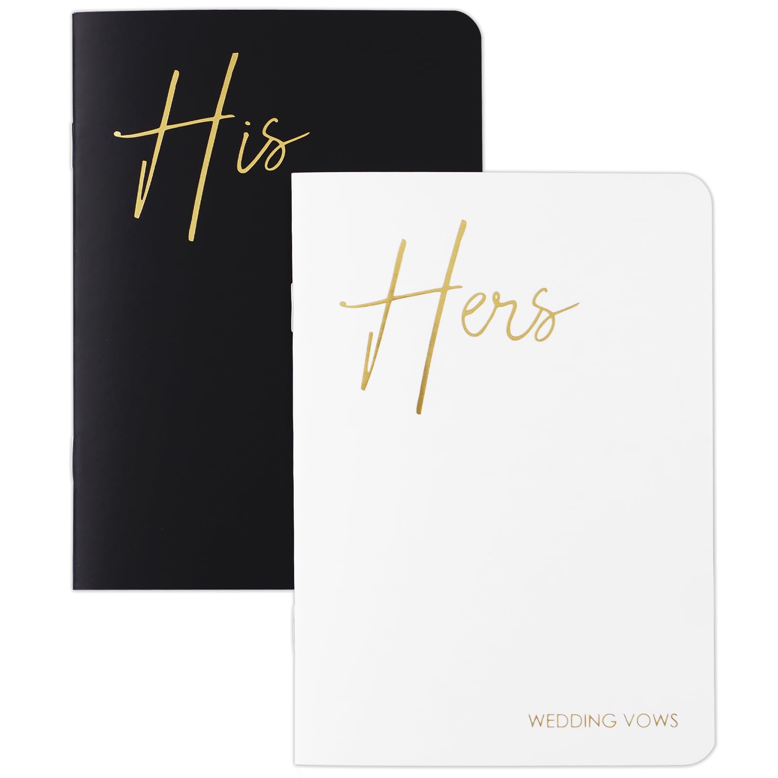 Vow Books His and Hers - Wedding Vow Books with Gold Foil Lettering, 5.5" X 4", Plenty Space to Write for Your Vows, Perfect Essentials for Your Wedding Day/Aniversaries - Black & White