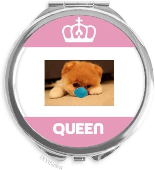 offbb Lazy Head Lovely Pet Dog Expression Mini Double-Sided Portable Makeup Mirror Queen