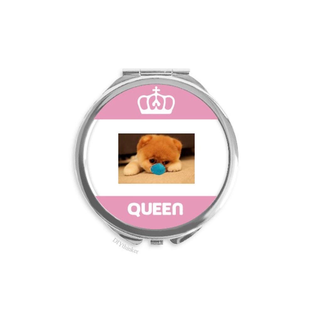 offbb Lazy Head Lovely Pet Dog Expression Mini Double-Sided Portable Makeup Mirror Queen
