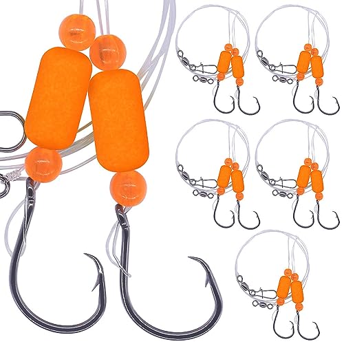 Pompano-Rigs-for-Surf-Fishing-Saltwater-Gear with Double Circle & Wide Gap Hook-6-Pack Surf Fishing Tackle