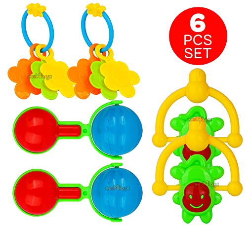 Image of Zest 4 Toyz Rattle Set for Babies 0-6 Months | New Born Baby Essentials | Colorful Attractive Non Toxic Plastic Shake & Grab Rattle Set Baby Toys | New Born Baby Gifts (Multicolor)