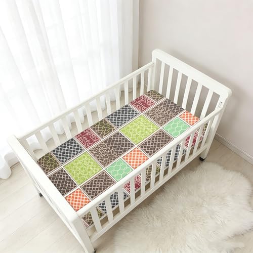 Drap de berceau en coton doux multicolore extensible pour lit bébé - 7