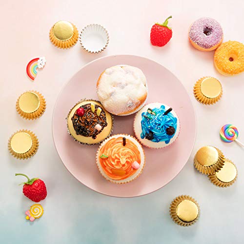 Image of Sumind 400 Pcs Mini Foil Cupcake Liners Holiday Baking Cups, Gold
