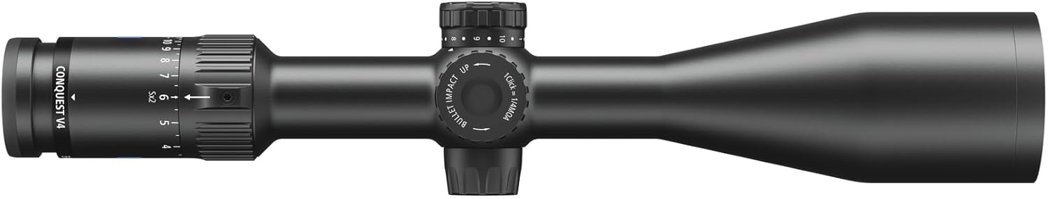 ZEISS Conquest V4 3-12x56 Riflescope with Illuminated Plex Reticle (#60) - External Elevation Turret - Ballistic Stop - Fixed Parallax - .25 MOA