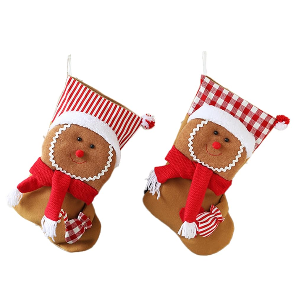 CTRLZS 2PCS Christmas Stockings Christmas Hanging Stockings Xmas Sock Fireplace Christmas Tree Family New Year Home Decor