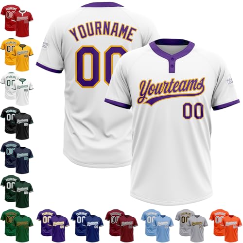 Custom Softball Jerseys Two Button Personalized Softball Shirts Sports Pullover Mens Baseball Uniform Shirt miniatura 1