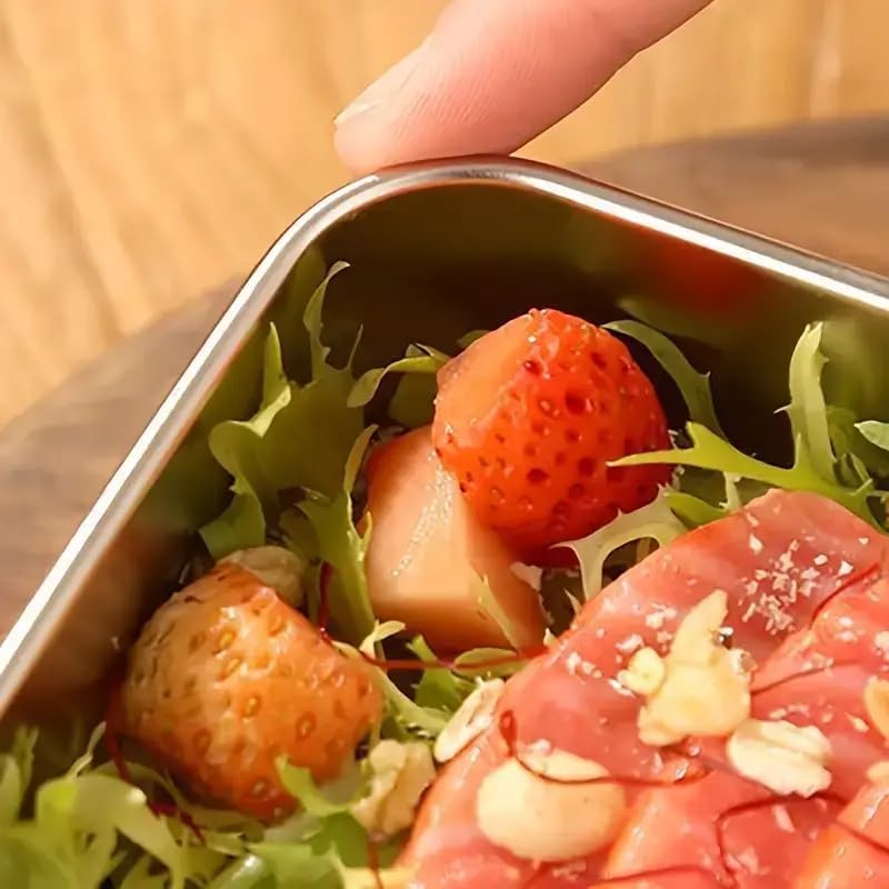 Miniatura 7 de 6 recipientes apilables de acero inoxidable para alimentos con tapas, recipientes reutilizables para aperitivos y preparación para oficina, sp-00018