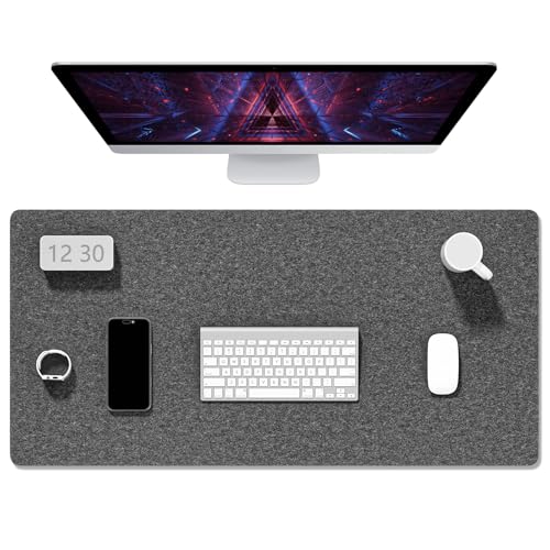 Image of Auhoahsil Felt Desk Mat, Minimalist Large Mouse Pad XXL 35.5 x 15.7 in, Desk Matt for Desktop, Keyboard, Laptop, Computer, Office, Work from Home, Gaming, Gray