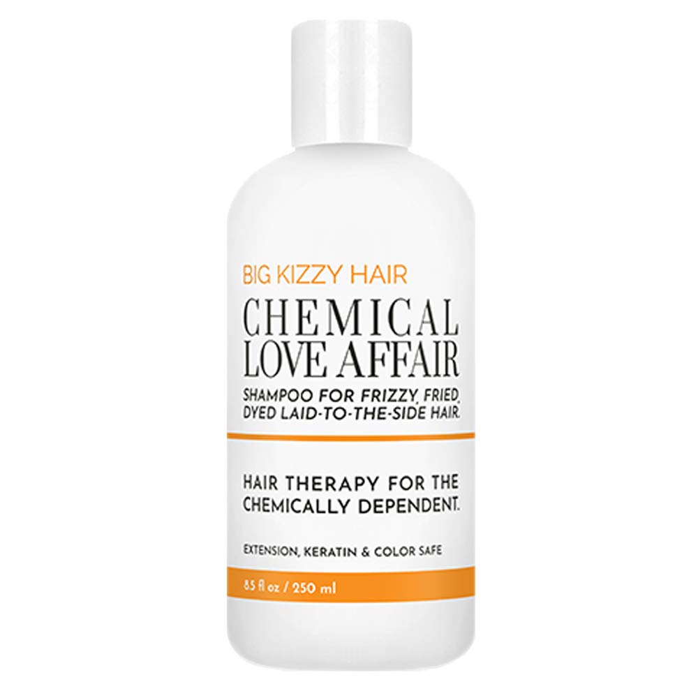 Big Kizzy Shampoo for Dry & Damaged Hair - Chemical Love Affair Keratin & Rice Protein Infused to Smooth and Repair Hair, Paraben & Sulfate Free, 8.5oz