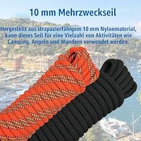 10mm Mehrzweckseil, Outdoor Cord Rettungsseil Bootstauwerk Ankertauwerk Dock Lines Autoschleppseil Hebezeug Takelseil (Schwarz, 10 Meter) – Ansicht 2