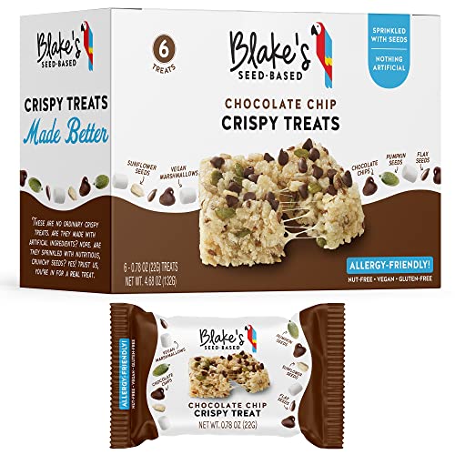 Blake’s Seed Based Crispy Treats – Chocolate Chip (6 Count), Nut Free, Gluten Free, Dairy Free & Vegan, Healthy Snacks for Kids or Adults, School Safe, Low Calorie Organic Fruit Flavored Snack