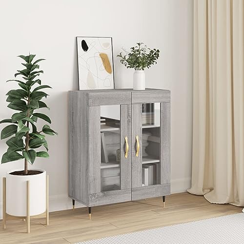 Lalfkkii Aparador buffet armario portaobjetos moderno mueble entrada decoración interior para salón, dormitorio u oficina, diseño sencillo y práctico, gris Sonoma 69,5 x 34 x 90 cm