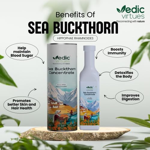 Image of Himalayan Sea Buckthorn Juice Concentrate (300ml x 3) 900ml | 99.9% Pure Natural Pulp | Refreshing Taste | Rich in Omega 3,6,7,9 & Vitamin C | Supports Immunity, Gut & Skin Health