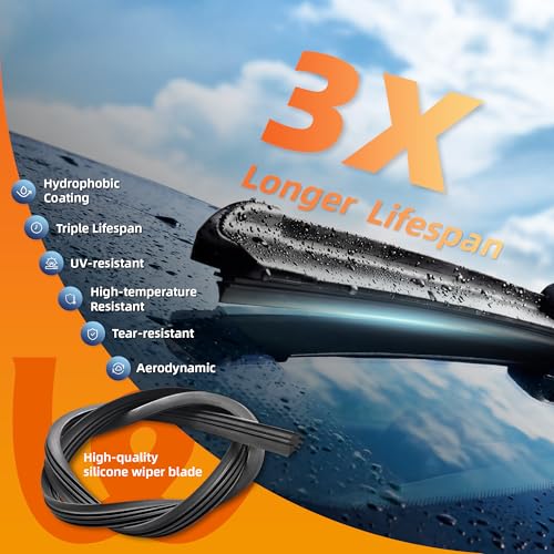 Image of Silicone Wiper Blades 24 and 18 Replacement for Toyota Corolla 2008-2003 /Chevrolet Cruze 2015-2011 Equinox 2022-2018 OEM Quality Silicone Windshield Wiper Blades for My Car(Set of 2) U /J Hook