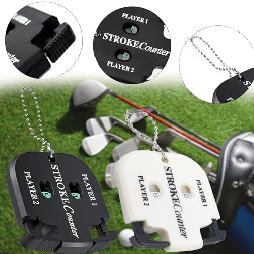 2 Stück Golf Ergebnis Zähler, Golf Scorer Zähler mit 2 Karabiner golf Ergebnis Indikator Handzähler zähler Spieler Schlagzähler mit Schlüsselkette für 2 Players Score Counters (Schwarz und Weiß)
