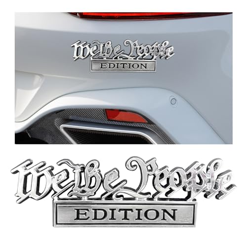 Image of Ziciner We The People Edition Emblem, 3D Metal Raised Car Fender Badge Decal with Strong Adhesive, Universal Combat Veteran Letters Sticker Replacement for Car (Silver&Black)