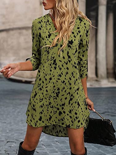 Image of OM SAI LATEST CREATION Western Dress || Rayon All Over Leopard Printed Western Dresses for Women || Roll Up Sleeve & V-Neck A-Line Dress || Summer Short Dresses for Women.