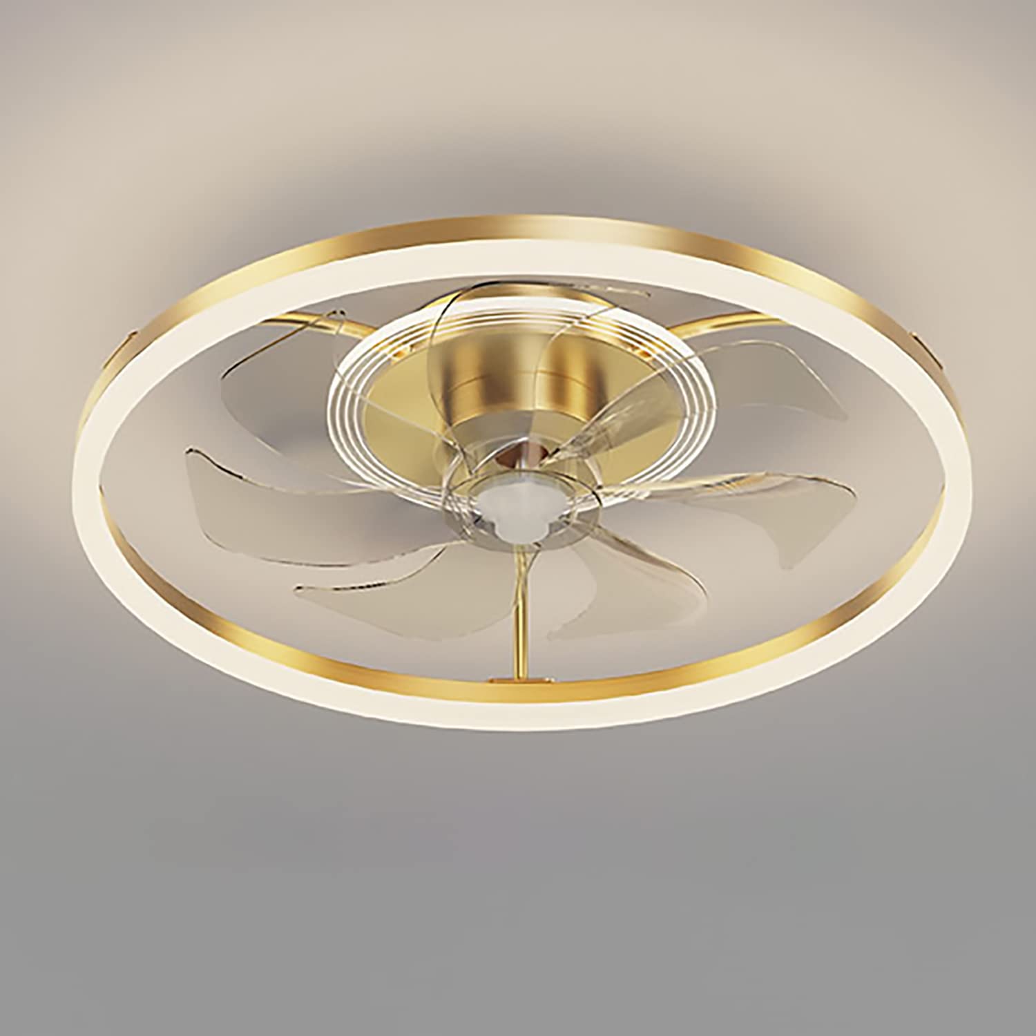 MORATER Ceiling Fans with Lights,Ceiling Fan with Lights Control,20'' Bladeless Ceiling Light Remote Control 3 Color 3 Speeds Semi Flush Mount Low Profile Timing 30/48W (50cm-35W, Section B)