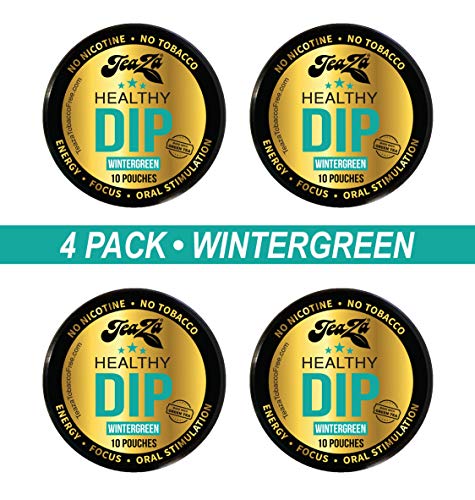 TeaZa Herbal Energy Pouches - Wintergreen with Caffeine - 4 Cans - Nicotine Free and Tobacco Free Herbal Snuff - Great Tasting & Refreshing Tobacco Alternative (4 Pack) TeaZa Herbal Energy Pouches - Wintergreen with Caffeine - 4 Cans - Nicotine Free and Tobacco Free Herbal Snuff - Great Tasting & Refreshing Tobacco Alternative (4 Pack)