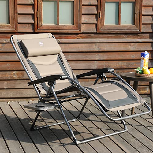 Ever Advanced Zero Gravity Lounge Chair With Padded Seat And Back,Oversize Recliner With Adjustable Headrest And Side Table, Support 300 Lbs (Brown) #TOP7