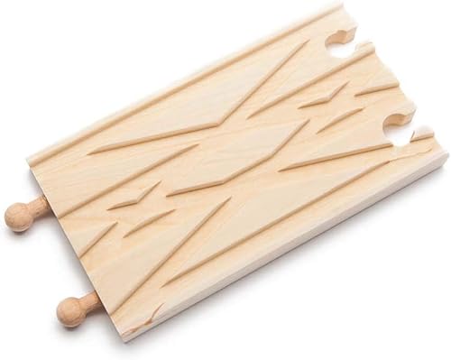 Miniatura 2 de Maxim Enterprise, inc. Conmutación y cruce de vías de tren de madera, pista de expansión avanzada compatible con Thomas & Friends, Brio y todos los