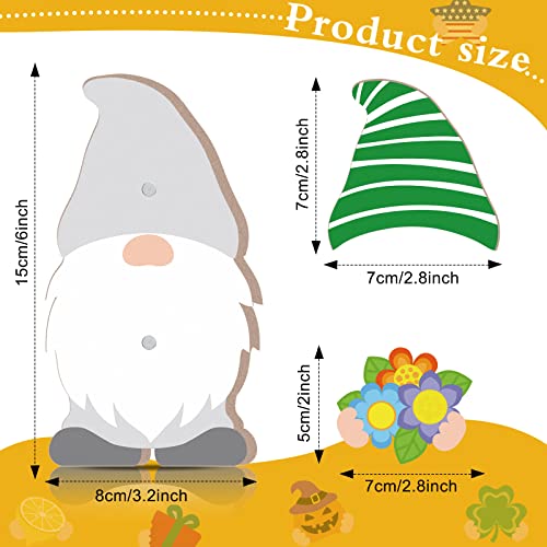 image for Yalikop 30 Pieces Interchangeable Wooden St. Patrick's Day Easter Gnom
