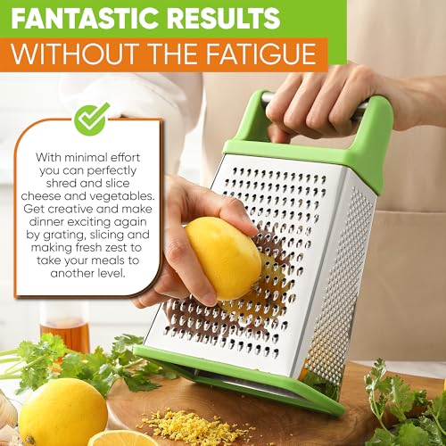 Image of Spring Chef Stainless Steel XL Cheese Grater for Kitchen, Green