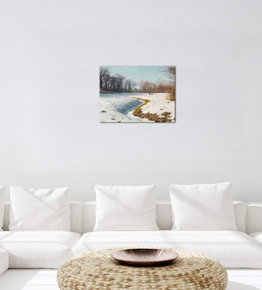 Bilderdepot24 Bild auf Leinwand | Peder Mork Mönsted - Ein sonniger Wintertag in 70x50 cm als Wandbild | Wand-deko Dekoration Wohnung alte Meister | NEU-181283-70x50-esw
