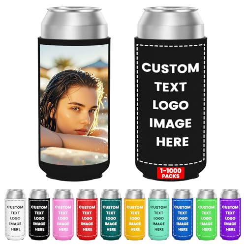 12 Pack Custom Can Cooler Sleeves Bulk Personalized 16 Oz Collapsible Insulated Drink Bottle Holder for Summer Beach Pool Birthday Decorations Bachelorette Party Favors