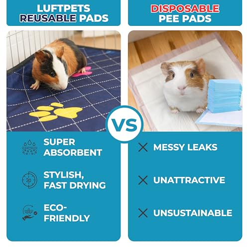 Image of Washable Rabbit & Guinea Pig Cage Liner & Bedding for Midwest (24 inchx47 inch), 2 Pack, Easy to Clean Unlike Fleece, Fast-Drying, Waterproof, Absorbent, Non-Slip Pee Pad, Reusable Bunny Mat for Small Animals