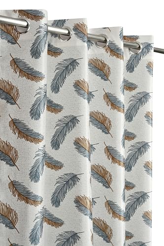 Image of Yarnis Feather Printed Light-Filtering Curtains 5 Feet Long for Window Living Room, Grey, Parda, 1 Piece