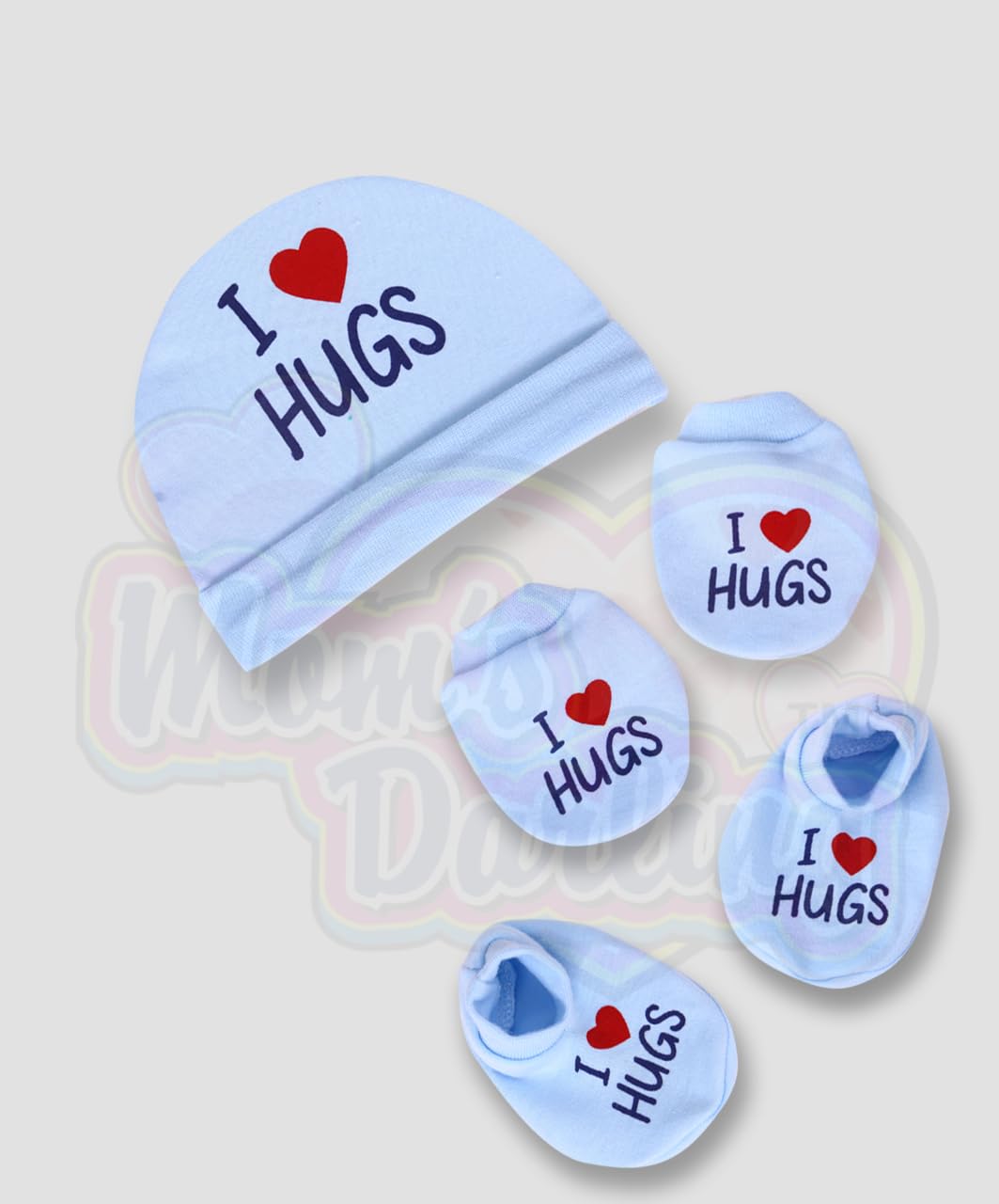 MOM'S DARLING (Pack Of 4 Pairs) Newborn Baby Caps|Mittens & Booties Combo Set For 0-6 Months Baby|Baby Gloves & Socks Set|Baby Shower Gift|Designs & Colors Are Same As In Photo|Multicolor 2