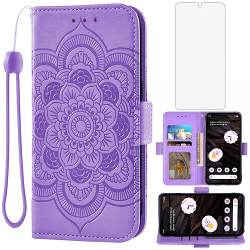 Étui en cuir synthétique chic pour Google Pixel 7A motif floral