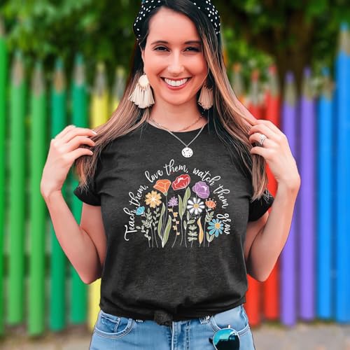 Teacher Shirts Women Flower Inspirational Graphic Tee Tops Funny Special Education Short Sleeve T-Shirt Teacher's Day2
