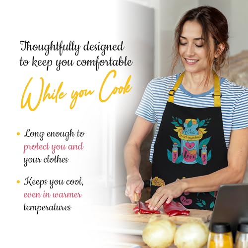 VITA ELEGANTE Waterproof Apron for Adults – Adjustable Fit with Deep Pockets, Stylish Cooking & Baking Apron for Women and Men – Durable, Machine-Washable Gift for Home Chefs - Thumbnail 4