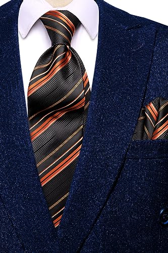 Image of Hi-Tie Men's Silk Ties Formal Woven Classic Necktie Pocket Square Cufflinks Lapel Pin Set Wedding Business