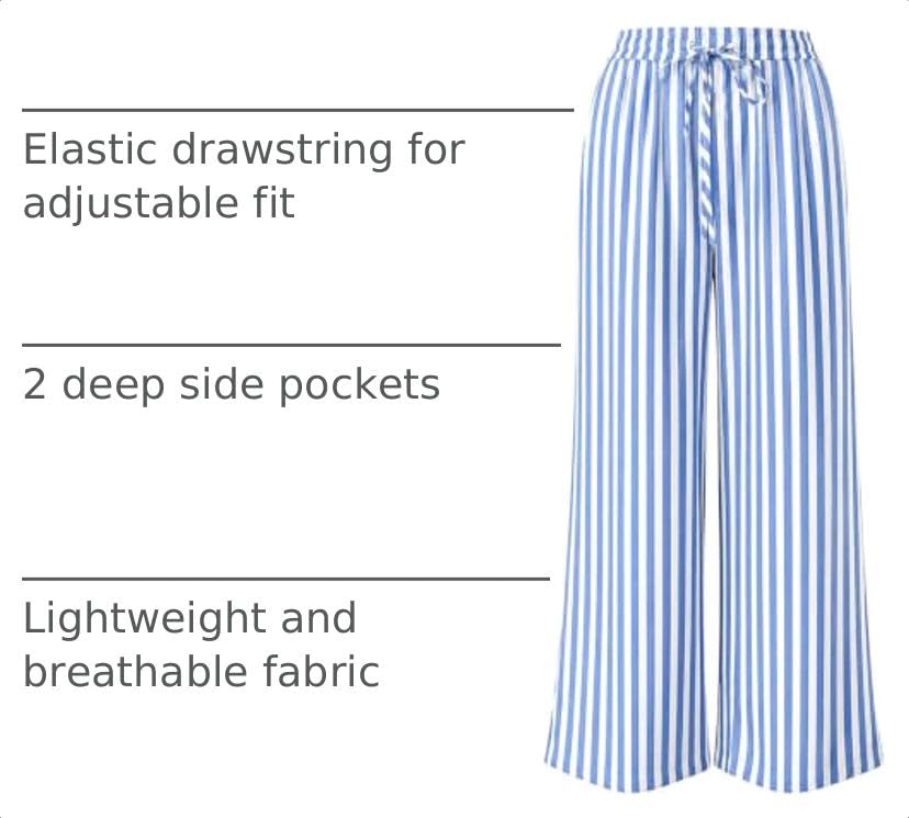 Image of Acelitt Women Drawstring Elastic Waist Wide Leg Pants with Pockets, S-XXL