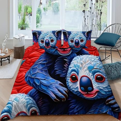Housse de couette double 200x200cm microfibre imprimé animaux de la forêt - 3