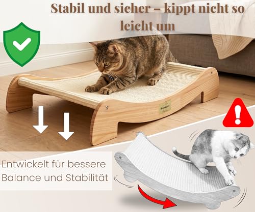 Mookie’s Kratzbrett für Katzen XL 67x42 cm – 2-in-1 Katzenliege & Kratzsofa aus Massivholz – Natursisal Kratzfläche – für Katzen jeder Größe