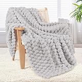 Whale Flotilla Throw Blanket for Couch with Jacquard Pattern, Fuzzy Soft Cozy Exquisite Blankets for All Season, Warm and Fluffy, 50x60 Inch, Light Grey