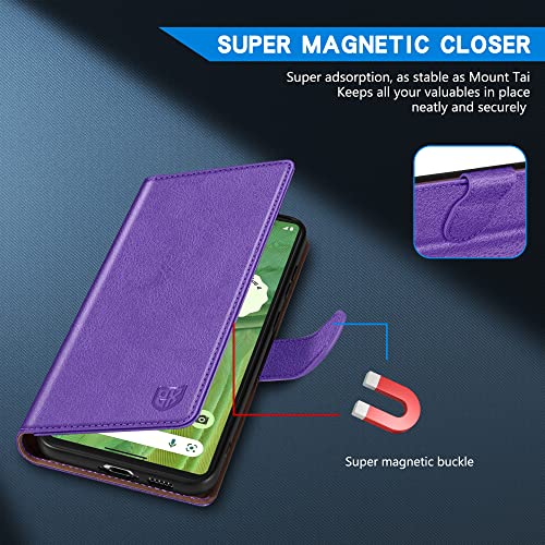 Image of ZZXX for Google Pixel 7 Wallet Case Magnetic Closure 6.3 inch,Purple