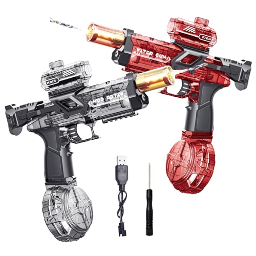 Electric water gun toy, 2Pack Water Gun Toys for Kids Adult Powerful Water Pistol with 500ML Moisture Capacity | 32 Inch Long Range Squirt Gun for Summer Swimming Pool Beach Party (Black+Red)