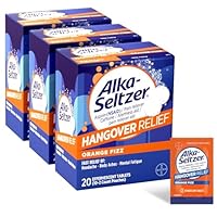 Alka-Seltzer Hangover Relief Tablets, Fast Relief Starts In About 15 Minutes for Headaches, Body Aches & Mental Fatigue, Bachelorette & Bachelor Party Packs 60 Count (3 Boxes, 20 Tablets Each)