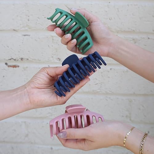 Miniatura 2 de Pinzas grandes para el pelo de colores mate (grandes pinzas para el pelo mate) paquete de 4 NEGROS