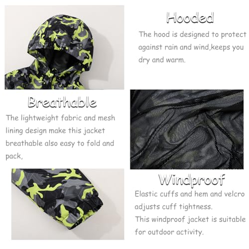 Image of SNOW DREAMS Boys Waterproof Rain Jacket Windbreaker Lightweight Coat Kids Raincoat Outerwear