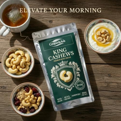 Image of Cooper&Avis W150 Super Jumbo Cashews, 500g | King Size Whole Cashew Nuts, Raw & Creamy