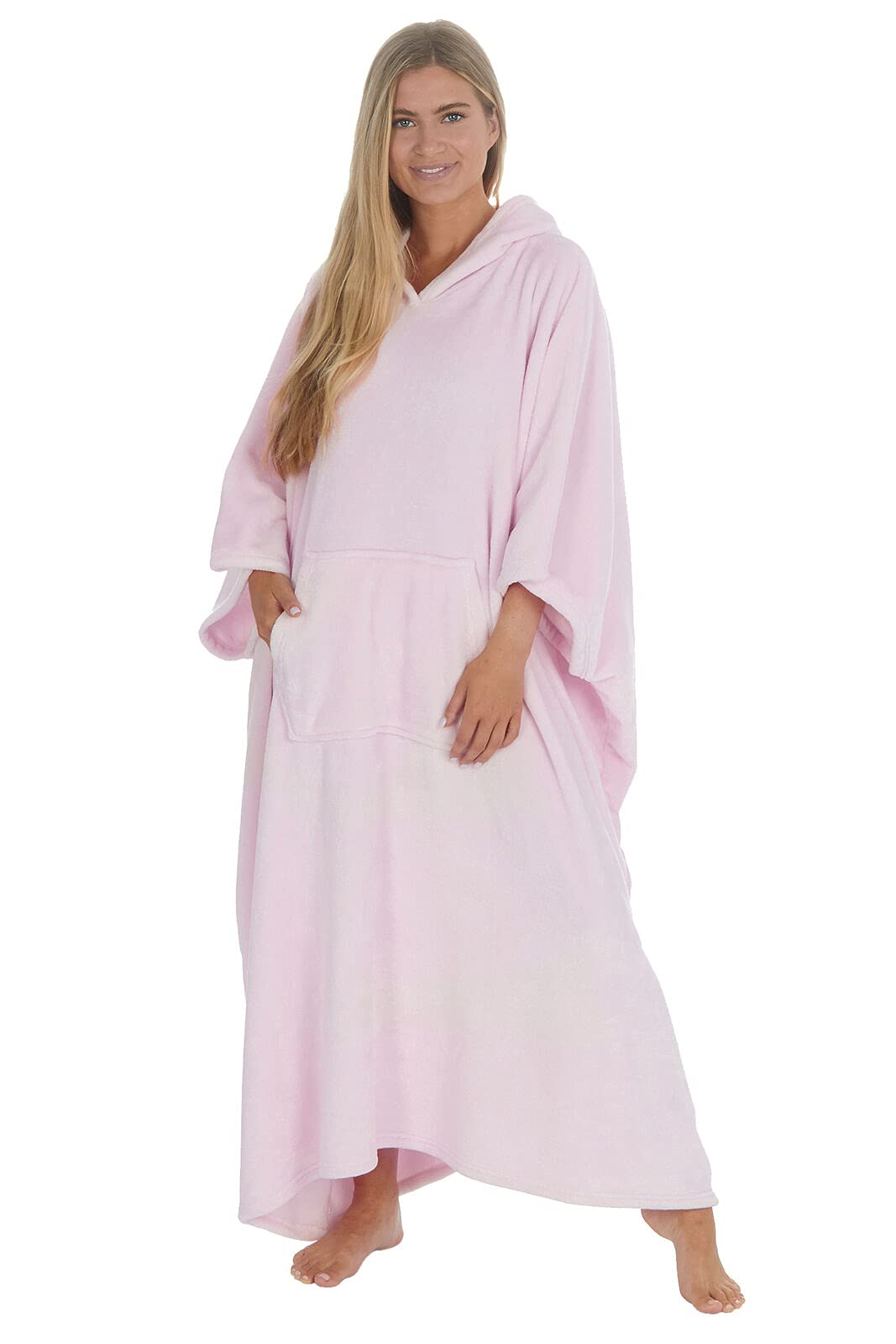 STC Stores Ultra Soft Fleece Oversized Hooded Blanket - Long Hoodie - Lounge Poncho - Kaftan (Plain Light Pink)