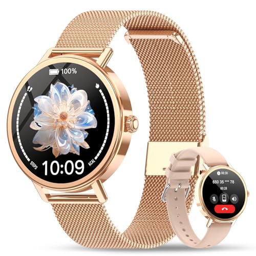 Baolubao Smartwatch Damen mit Telefonfunktion - 1.26" HD Display, KI-Sprachassistent, Fitness Tracker mit Pulsuhr SpO2 Schlafmonitor, 2 Armbänder, 100+ Sportmodi Sportuhr, Uhr Damen für iOS Android
