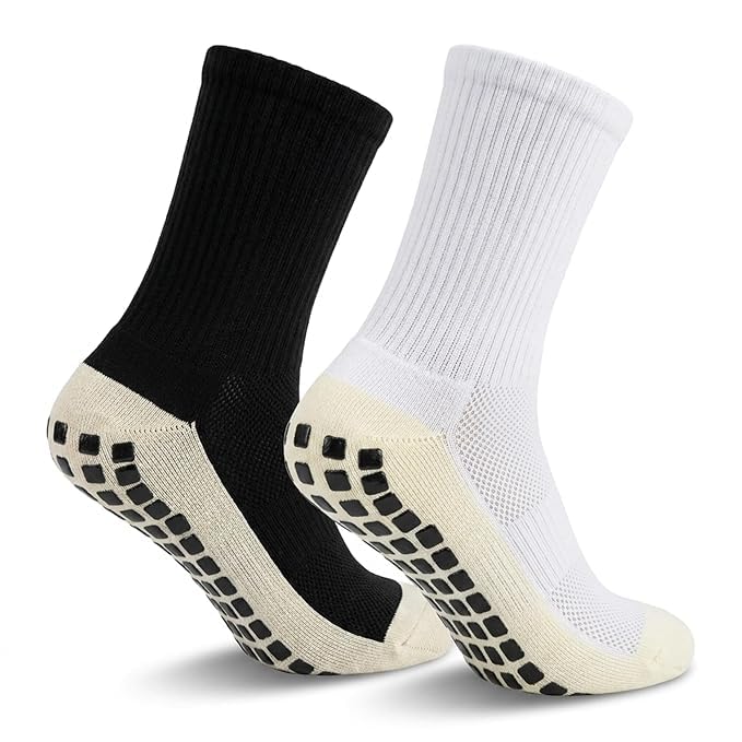 curova Hi-Tech Performance Athletic Grip Socks | Anti-Slip Rubber Grip Crew Length Socks for Sports, Gym, Yoga & Running | Comfortable Breathable Non-Skid Socks Pack of 2 pair (Multicolor)-picture-55